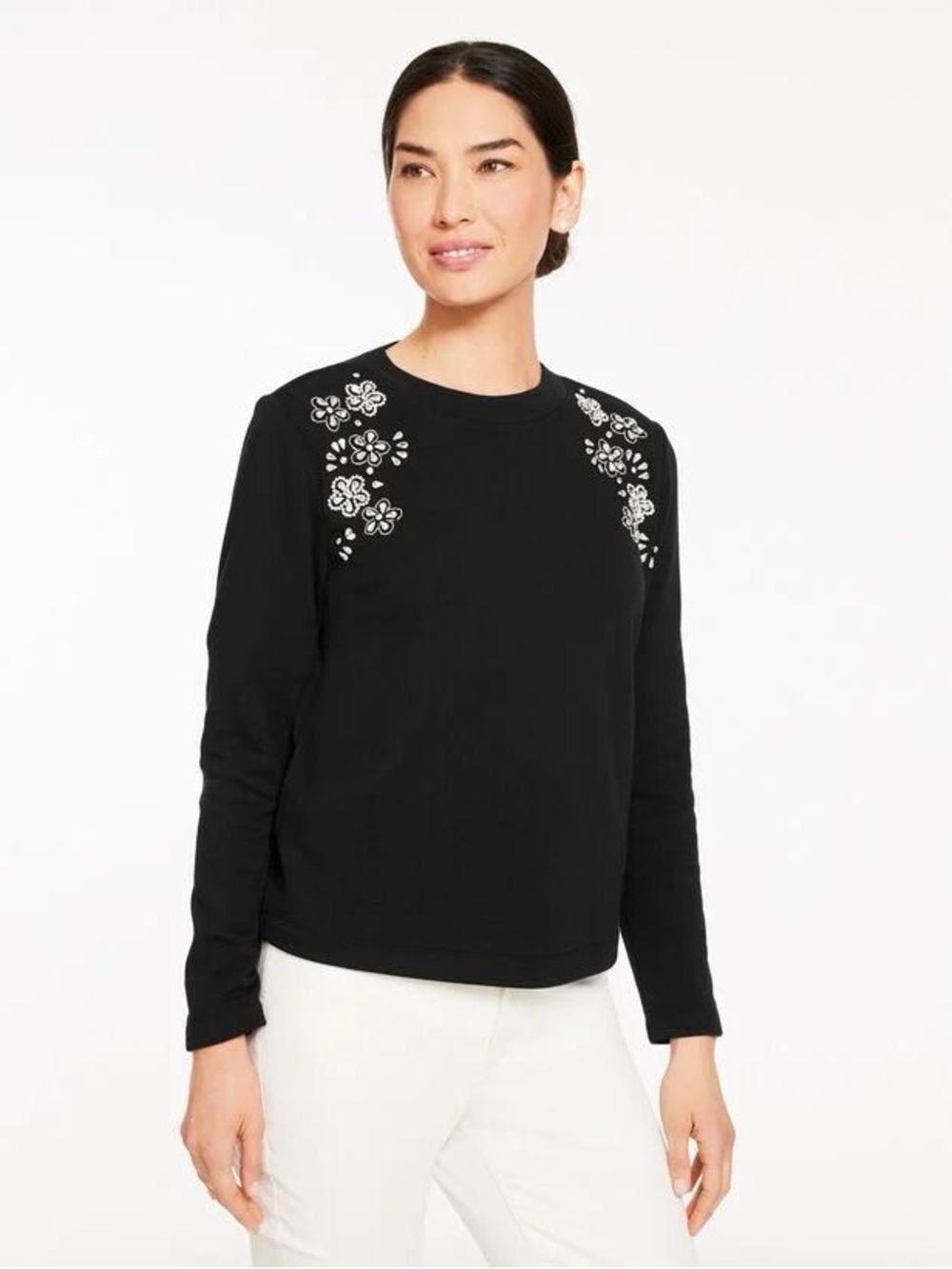 Talbots NWT Embellished Shoulder Sweatshirt - Black 2X Petite